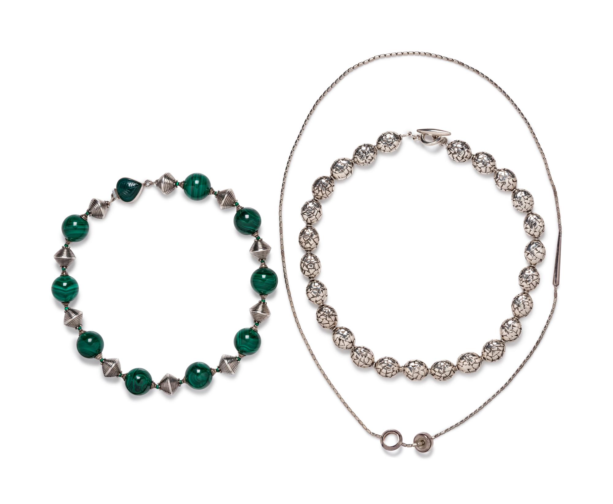 A Collection of Silver Necklaces,