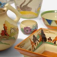 Clarice Cliff (English, 1899-1972) Group of "Bizarre" and "Fantasque" Art Deco Pottery, UK, 1920s-1930s