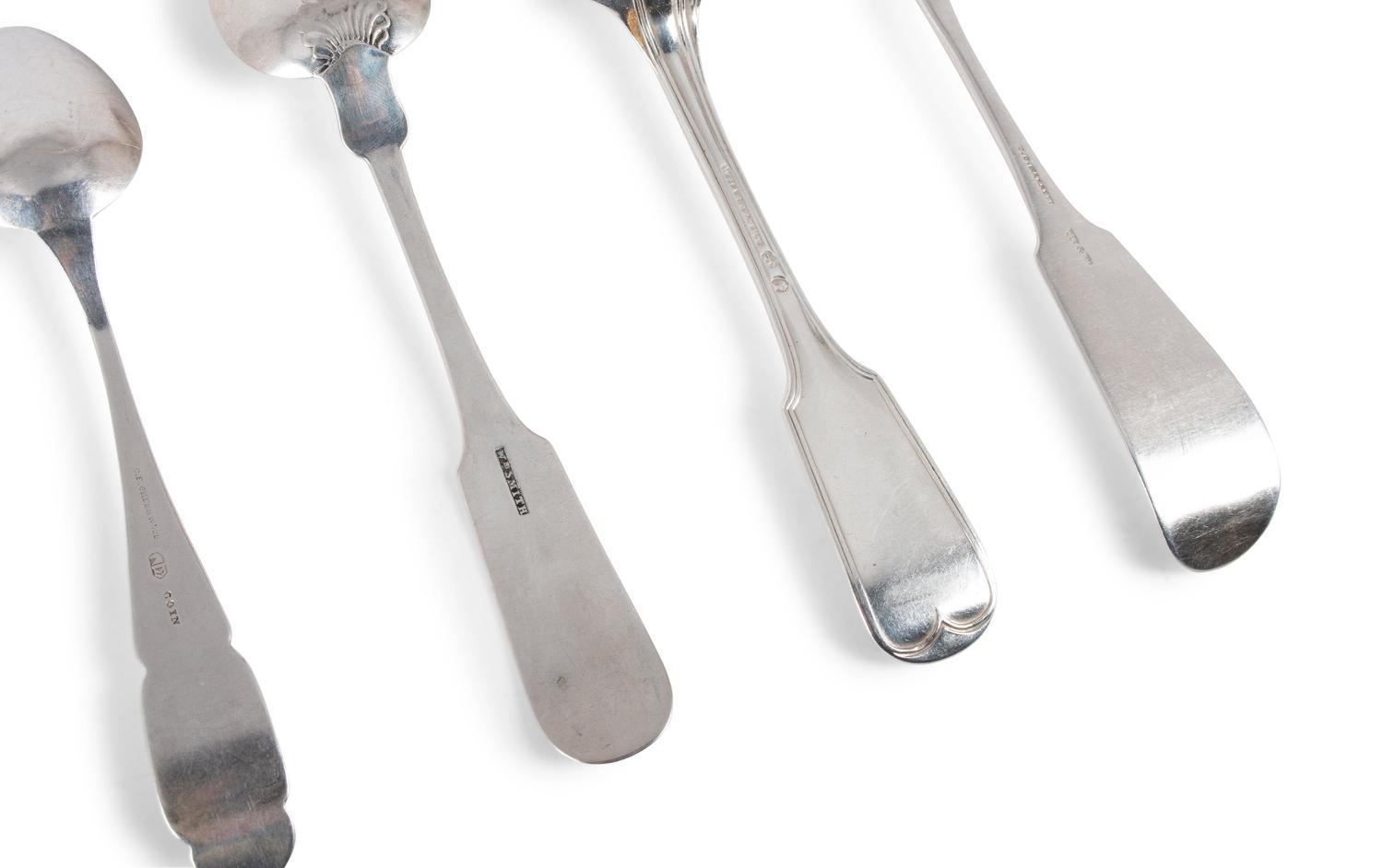 A Group of Coin Silver and Enameled Flatware