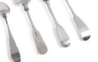A Group of Coin Silver and Enameled Flatware