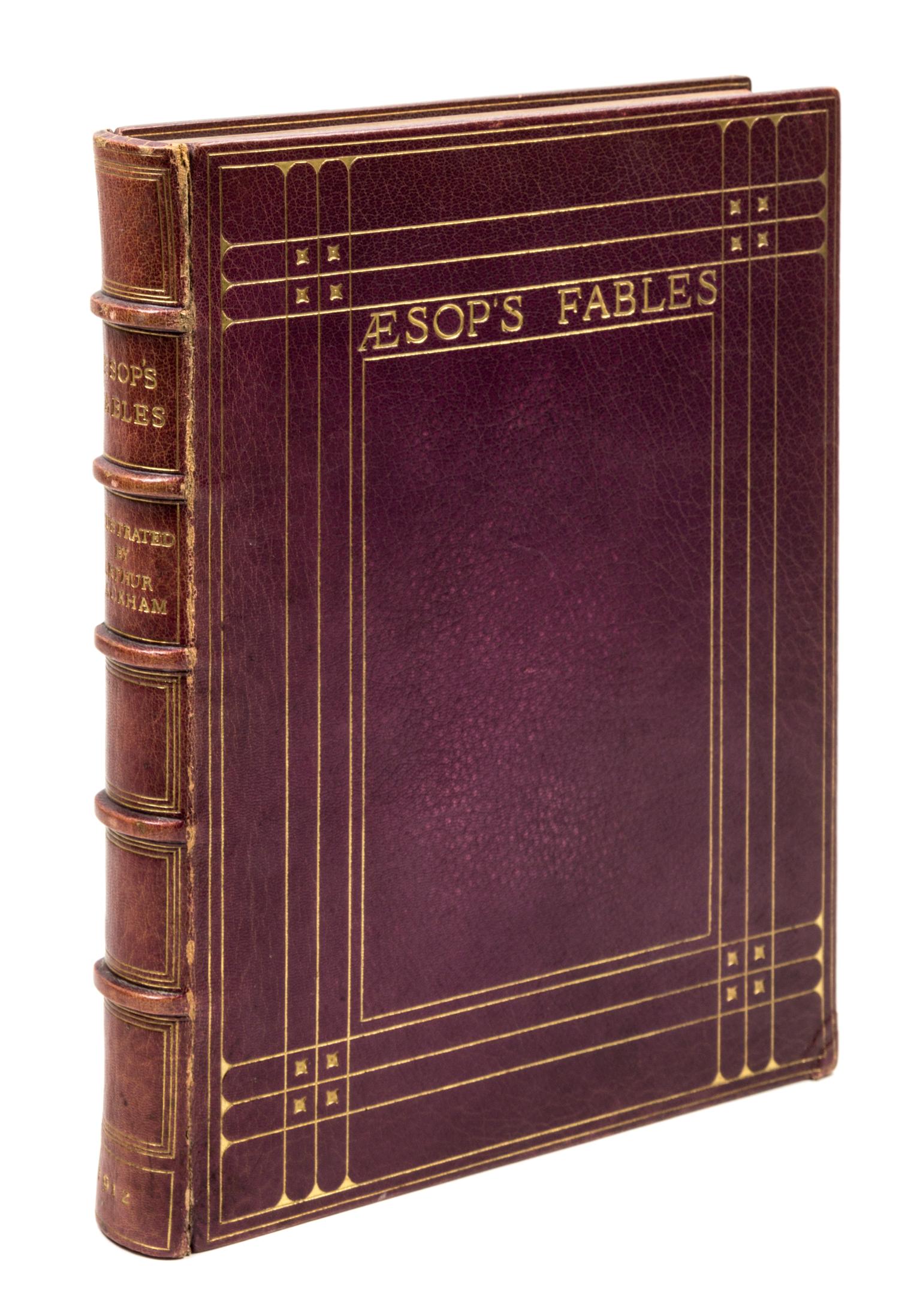 (ARTHUR RACKHAM) AESOP. Aesop's Fables. London, 1912. Illustrated and signed by Arthur Rackham. Limited edition number 496 of 1450.