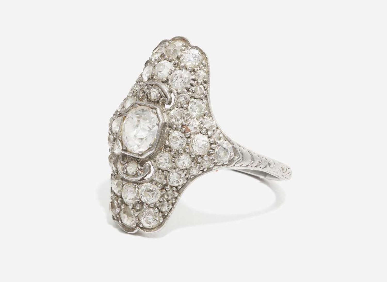 A Ladies Art Deco Platinum and Diamond Ring