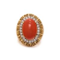 CORAL AND DIAMOND RING