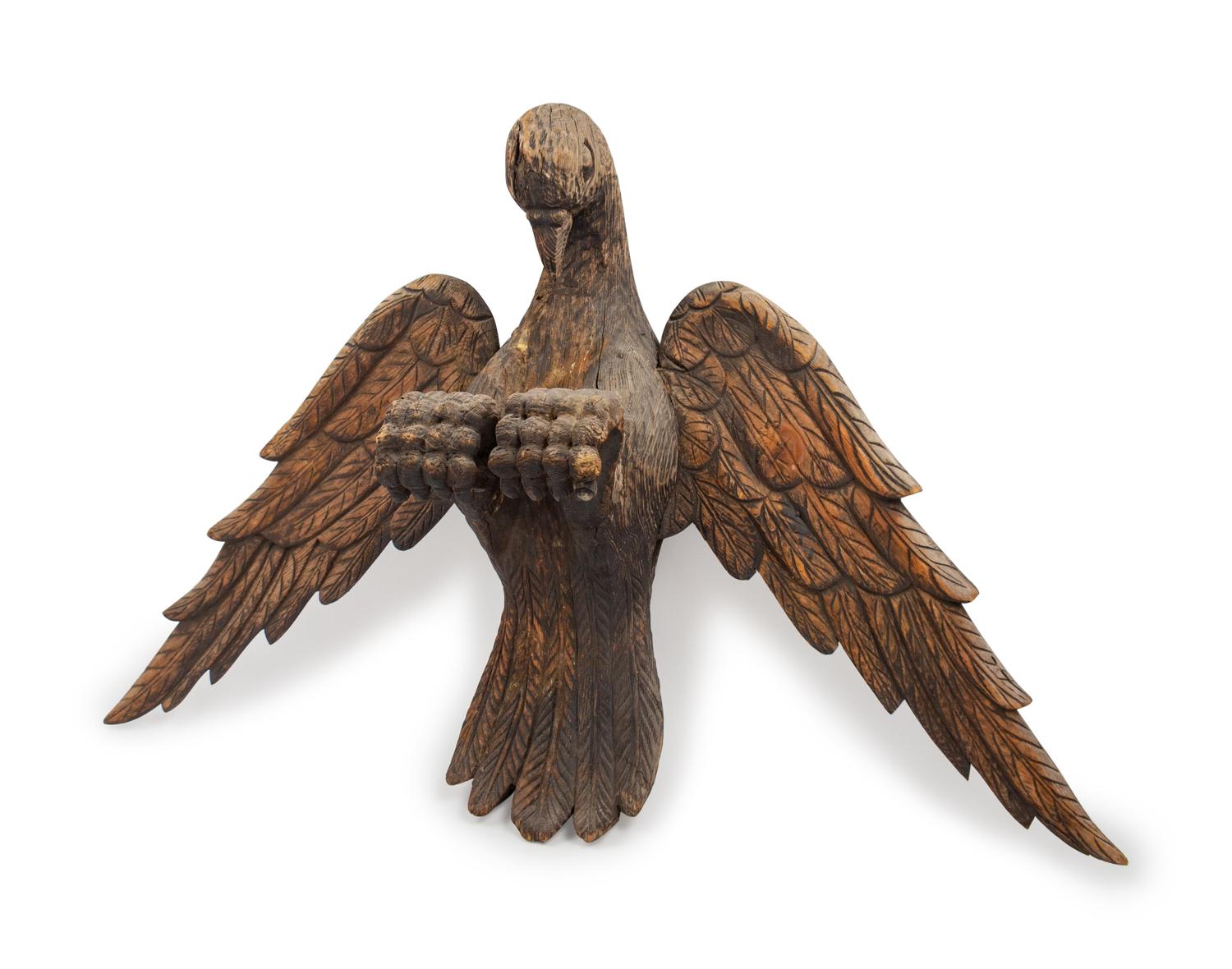 A Carved Pine Spread-Wing Eagle