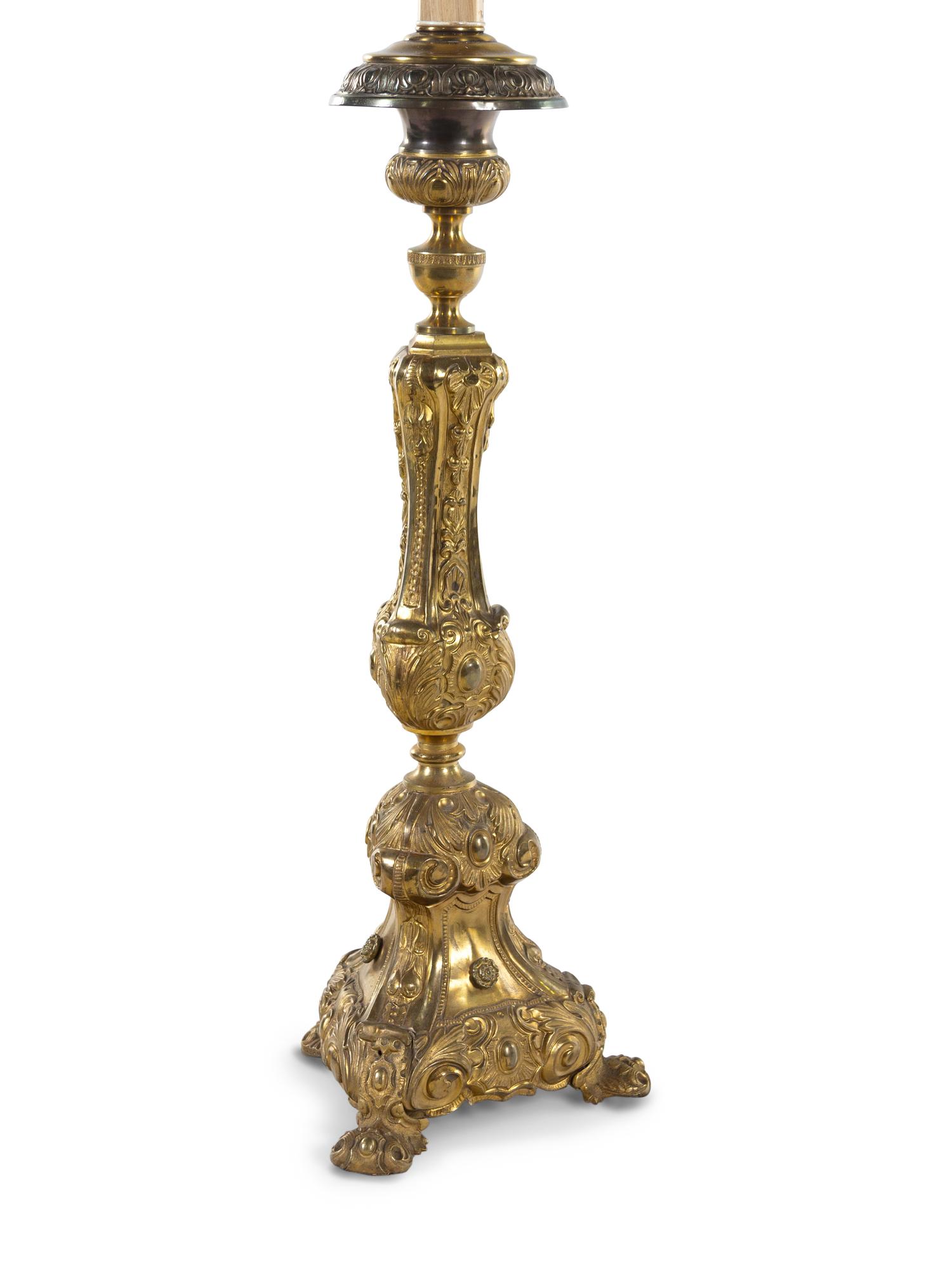 A Neoclassical Gilt Bronze Floor Lamp