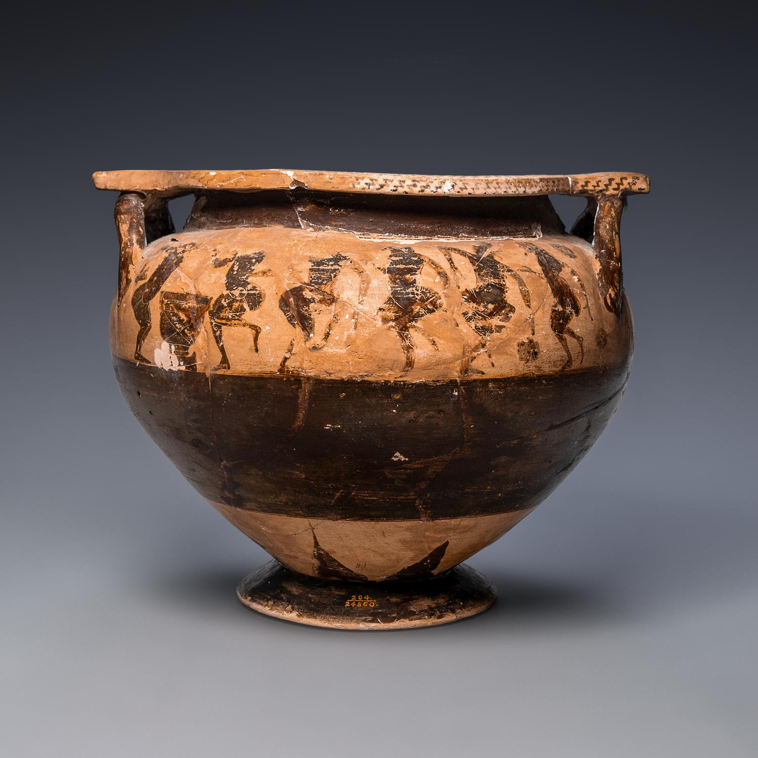 A Middle Corinthian Black-Figured Column Krater