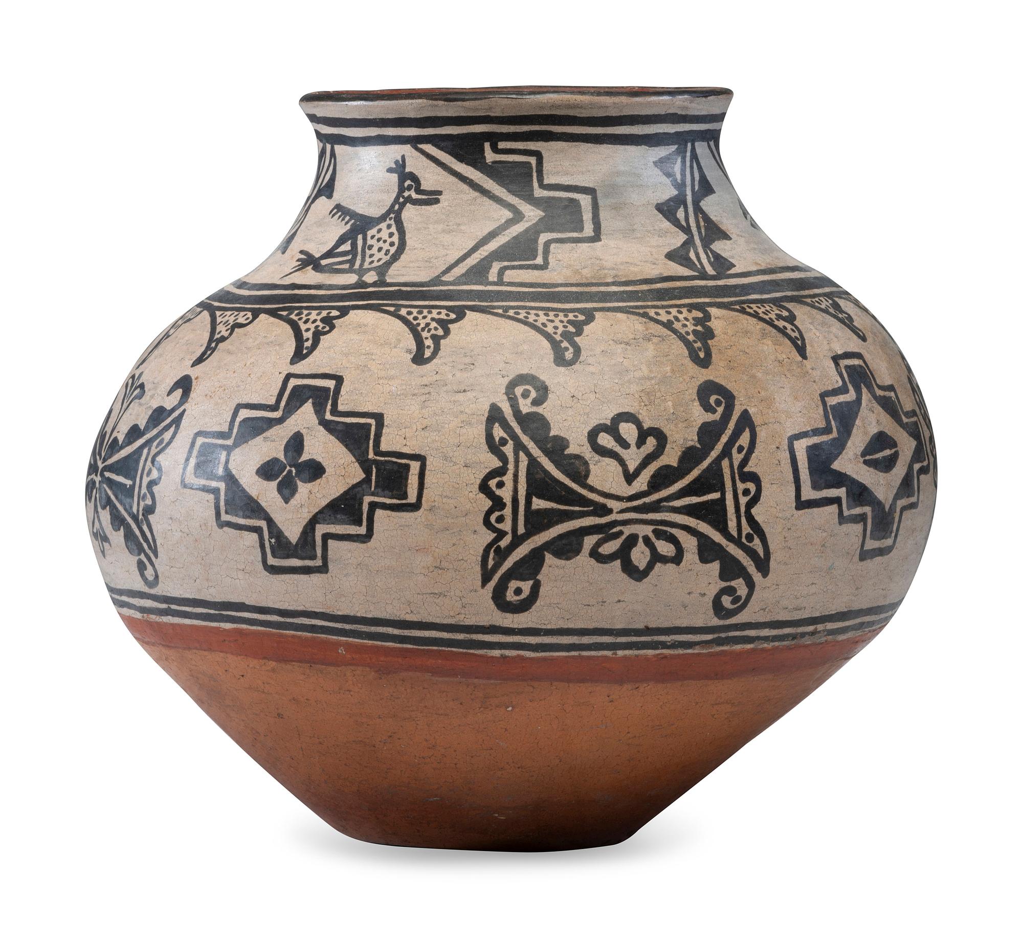 Tesuque Pottery Jar, with Birds