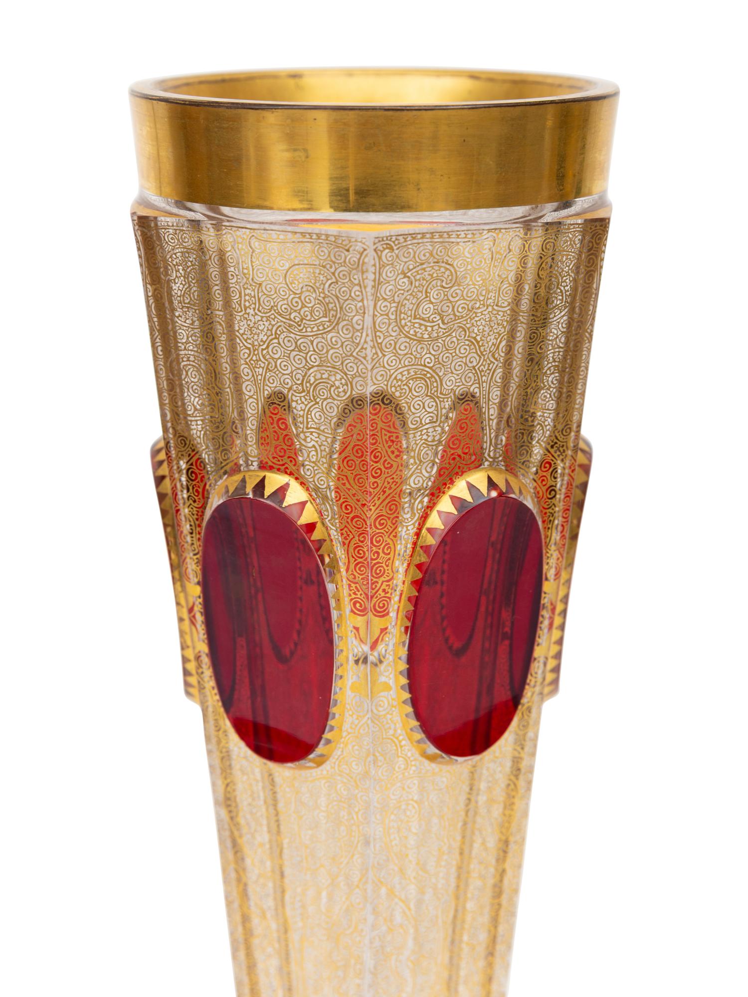 A Bohemian Parcel-Gilt Cut Glass Vase