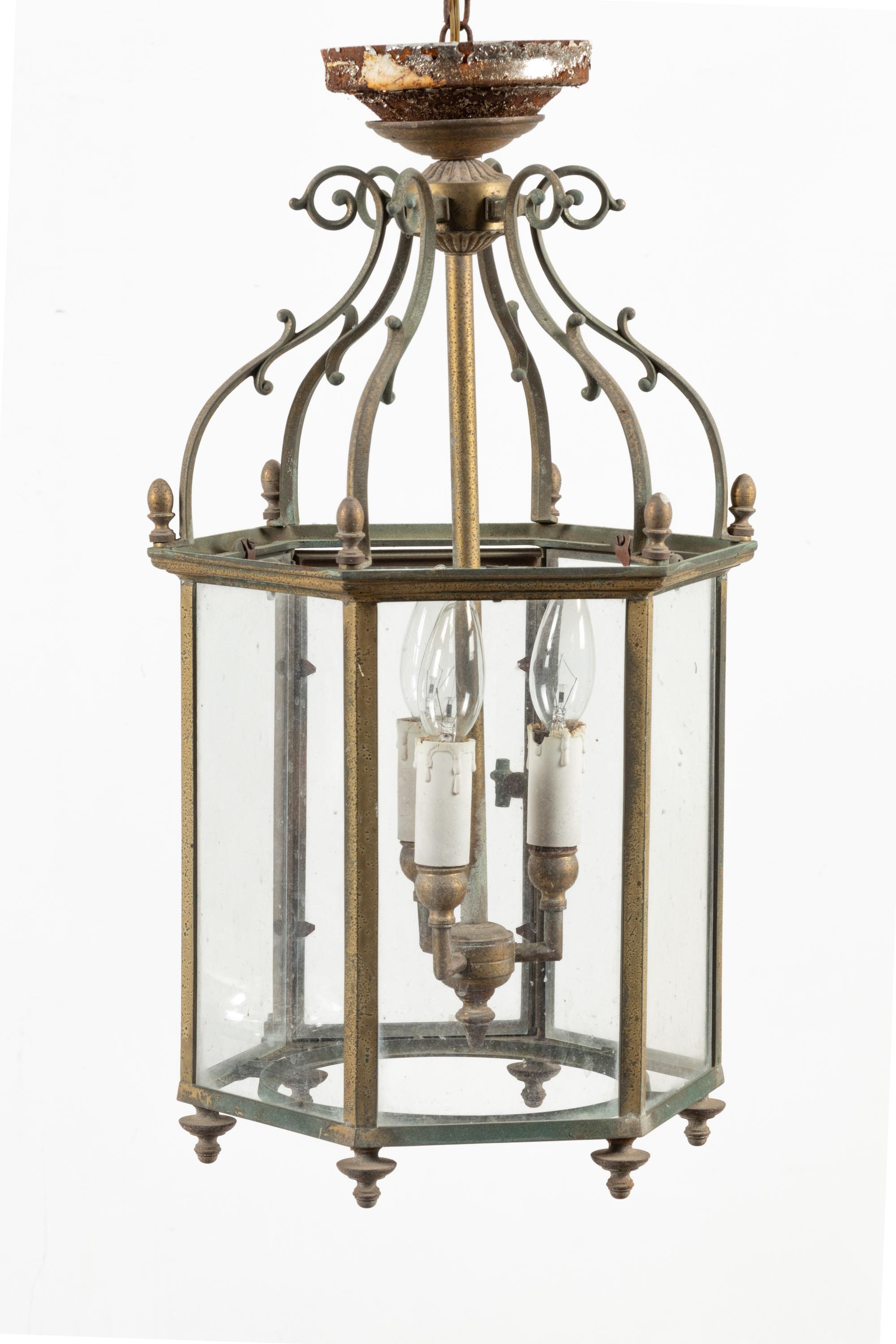 A Louis XV Style Brass Hall Lantern