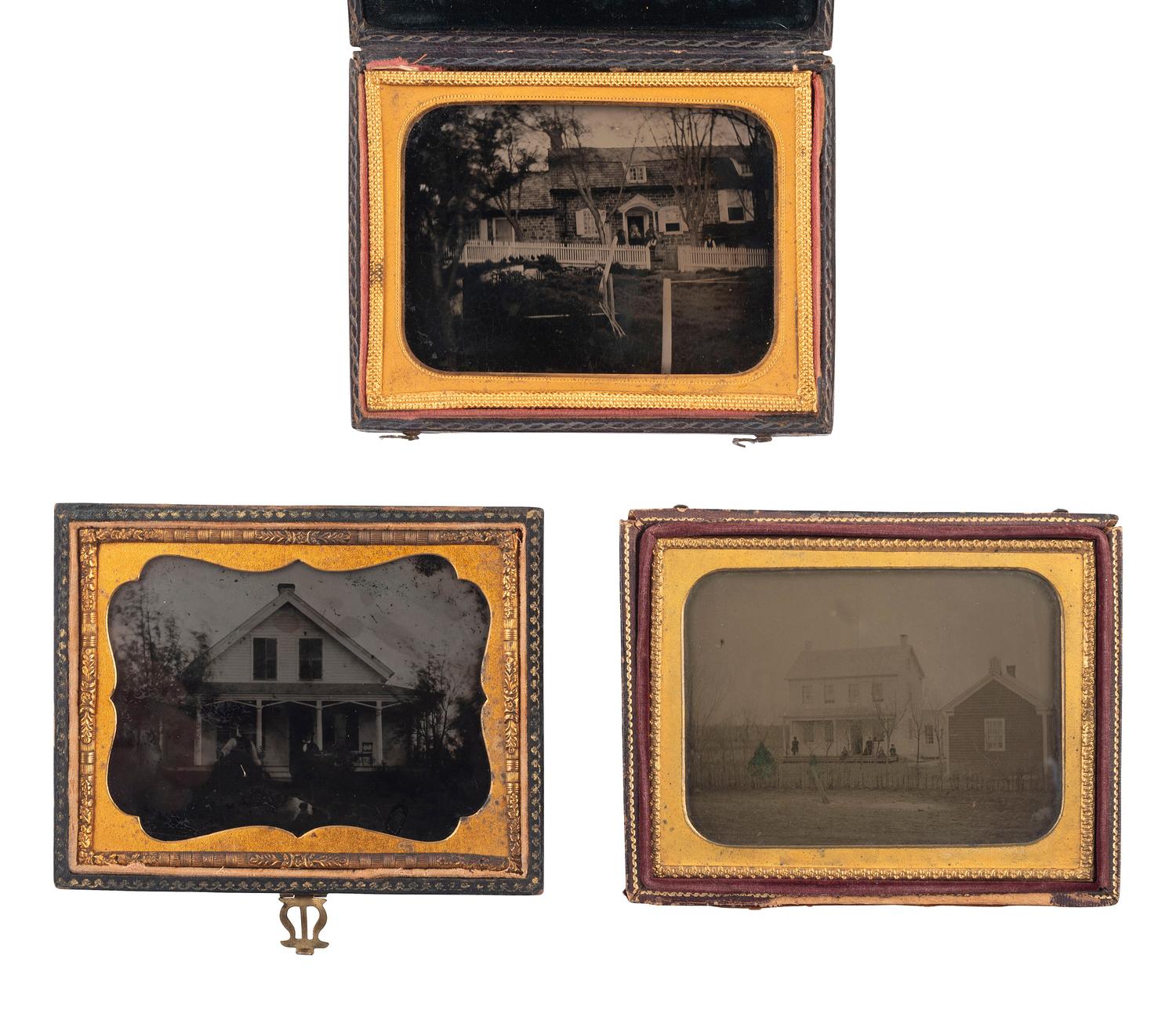 [EARLY PHOTOGRAPHY]. 6 outdoor ambrotypes and tintypes featuring houses and other buildings.
