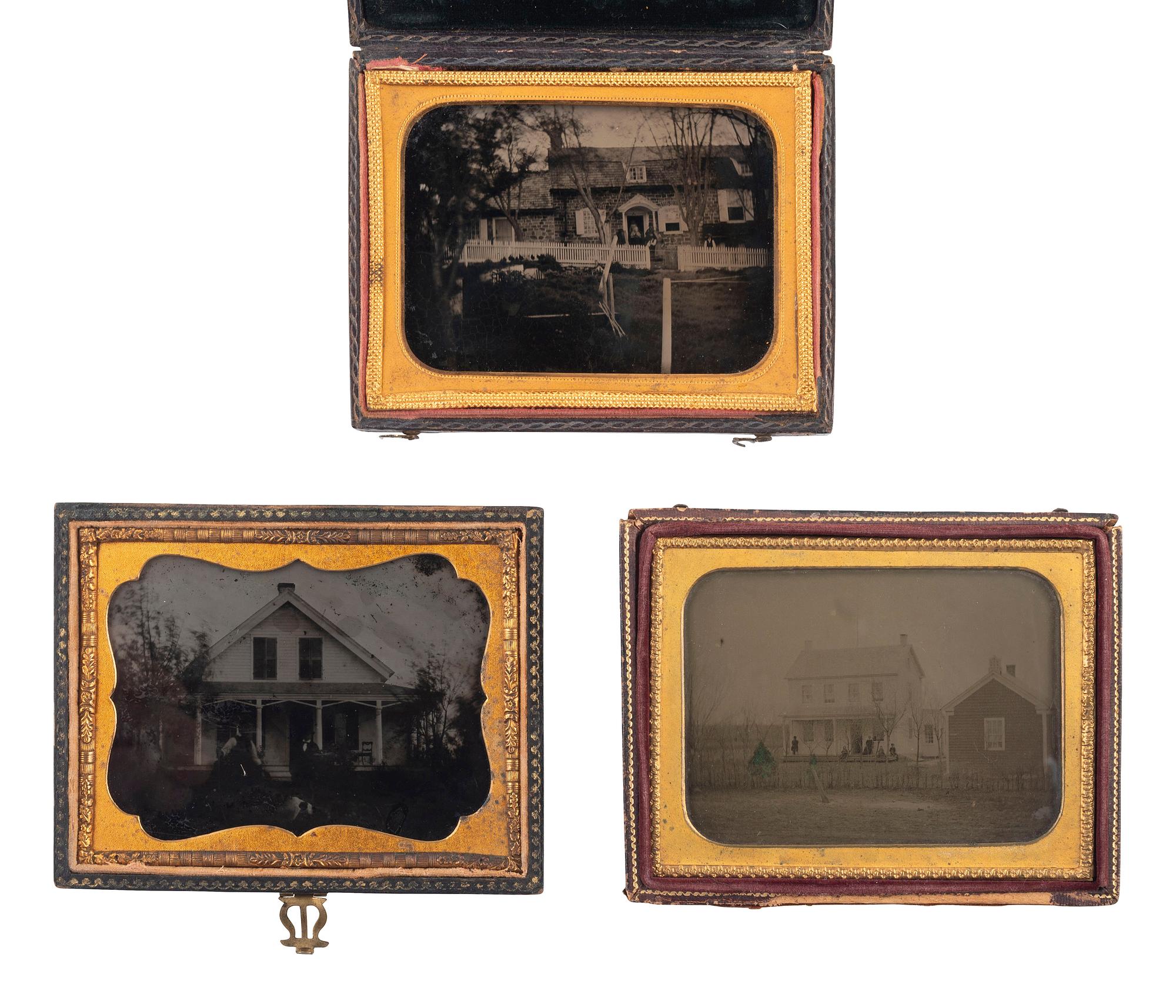 [EARLY PHOTOGRAPHY]. 6 outdoor ambrotypes and tintypes featuring houses and other buildings.