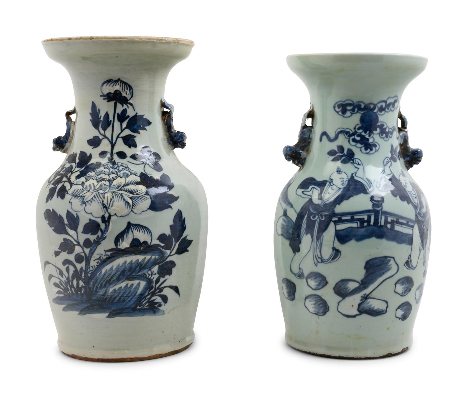 Two Chinese Blue and White Porcelain Vases