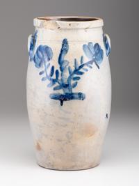 A Six-Gallon Cobalt Decorated Stoneware Churn