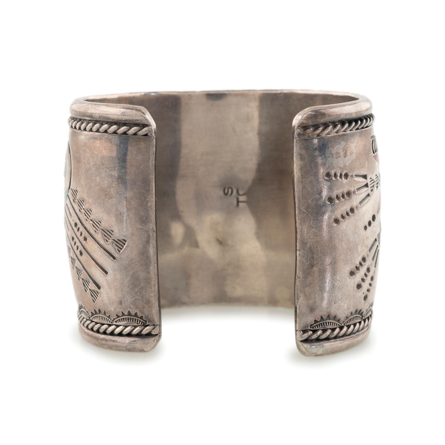 Silver Cuff Bracelet with Inlay