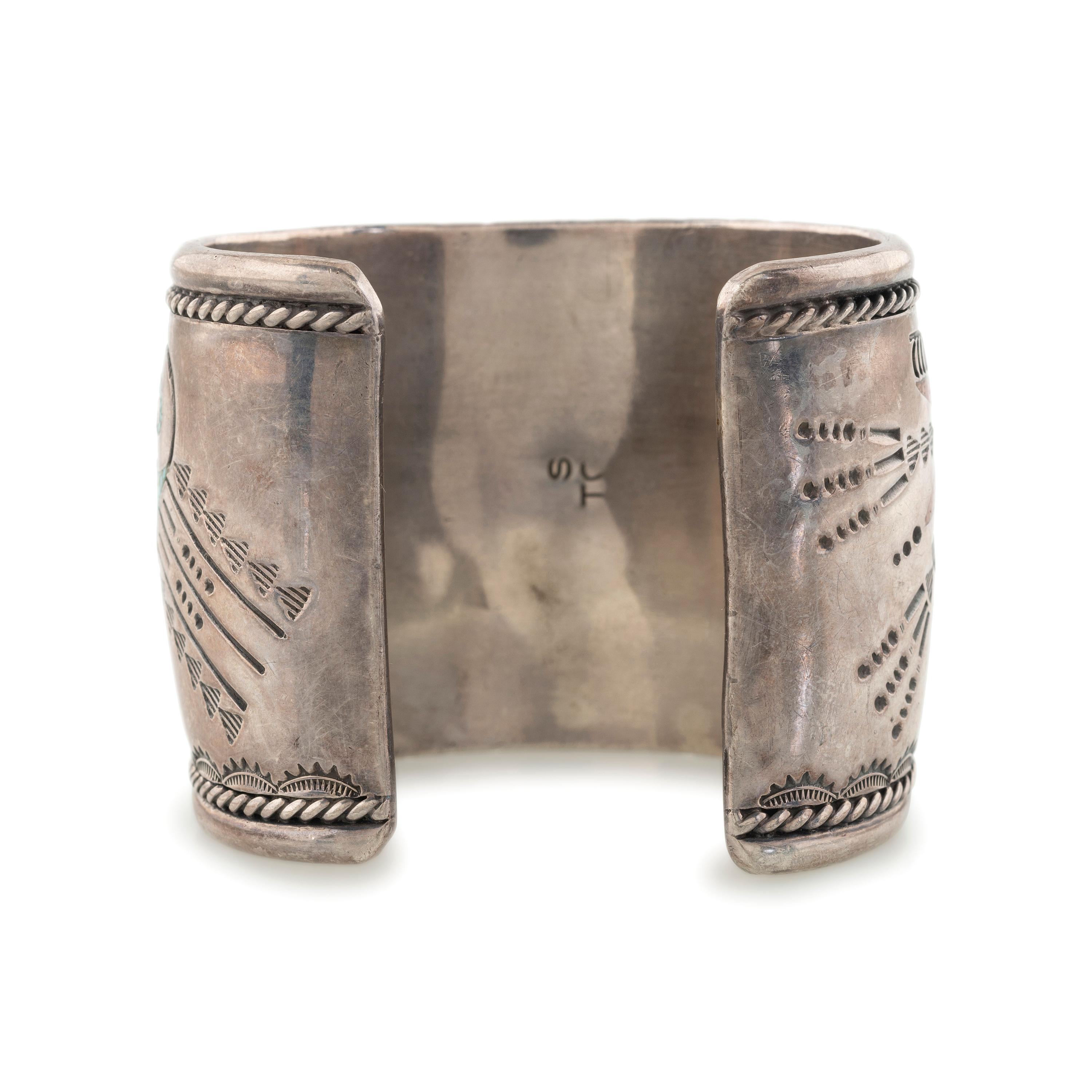 Silver Cuff Bracelet with Inlay