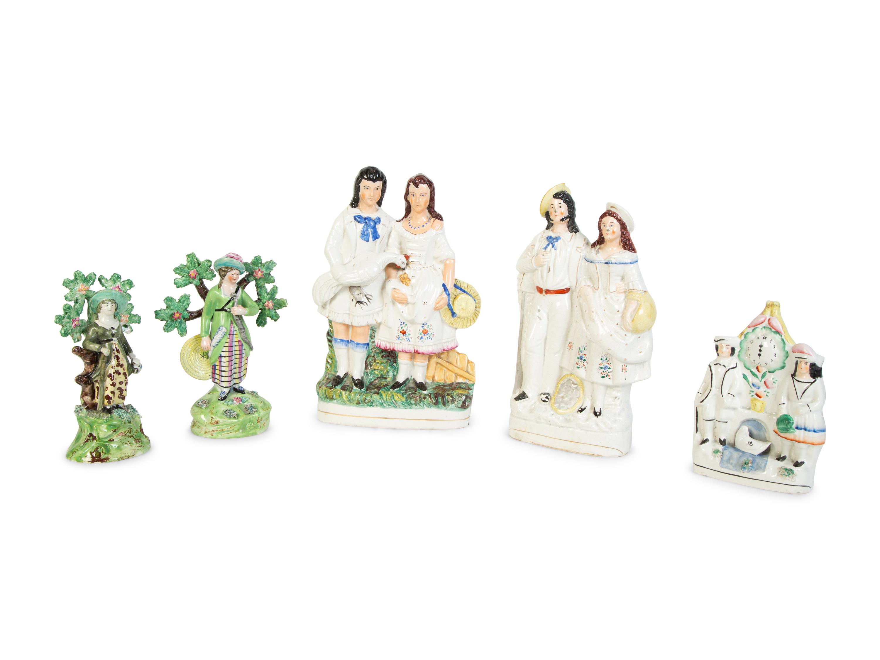 A Group of Five Staffordshire Figures — 19TH CENTURY