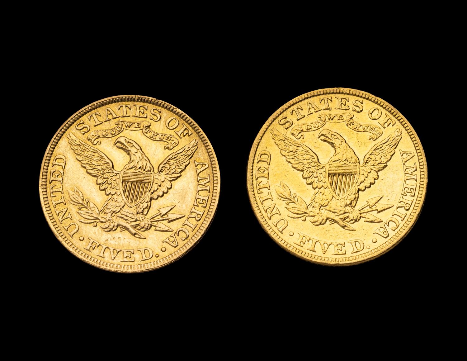 Two Liberty Head $5 Gold Coins