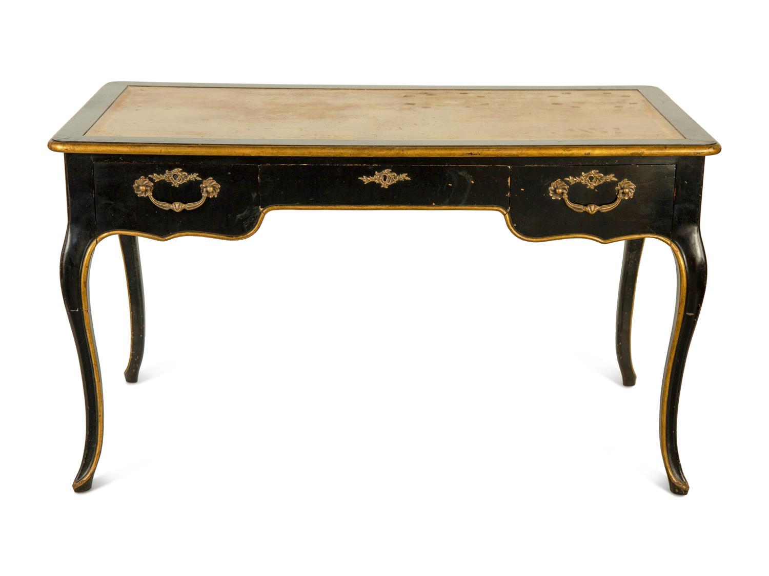 A Louis XV Style Ebonized Bureau Plat