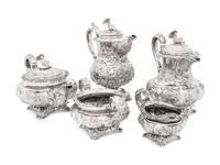 An Assembled George IV Silver Five-Piece Tea and Coffee Service