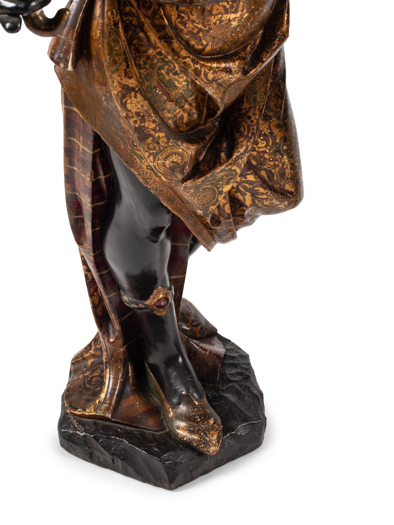 A Pair of Venetian Painted Figures