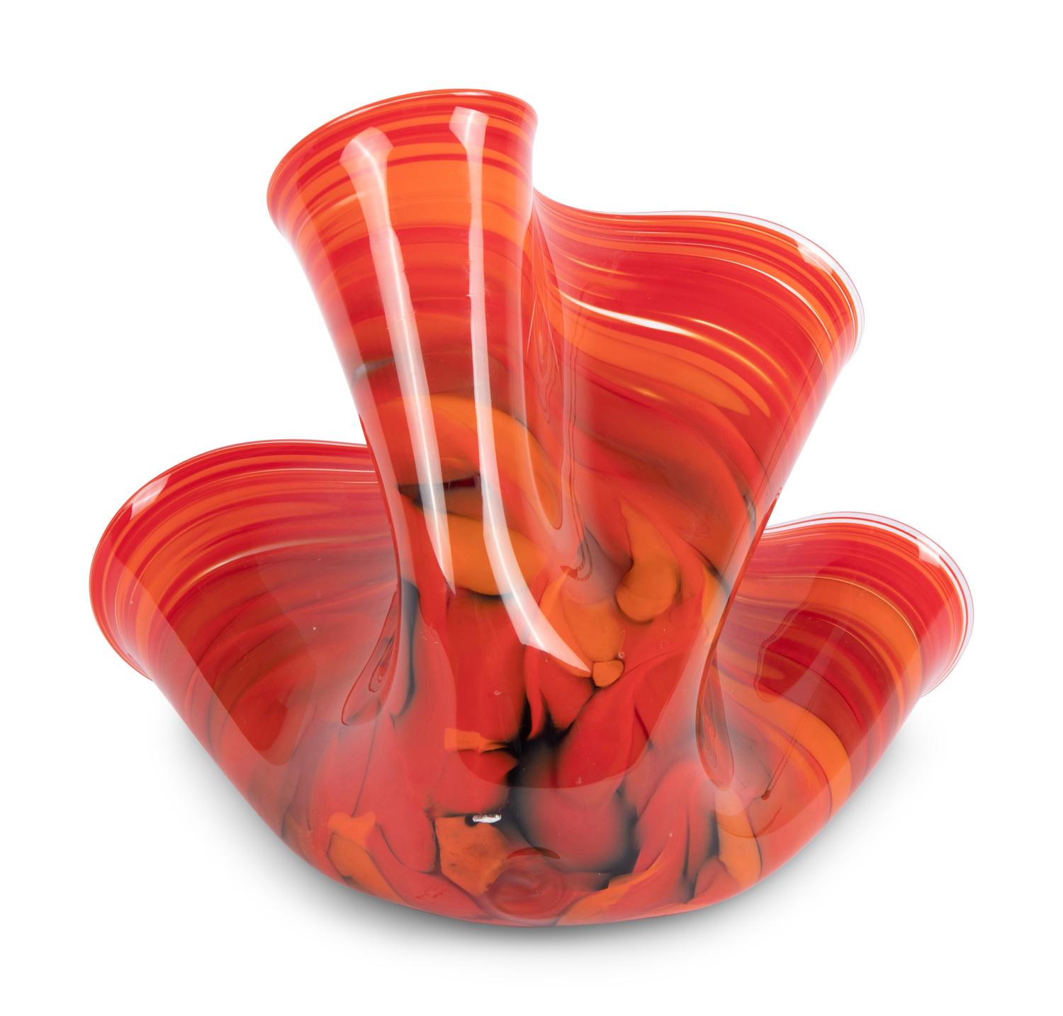 An Art Glass Ruffled-Edge Bowl