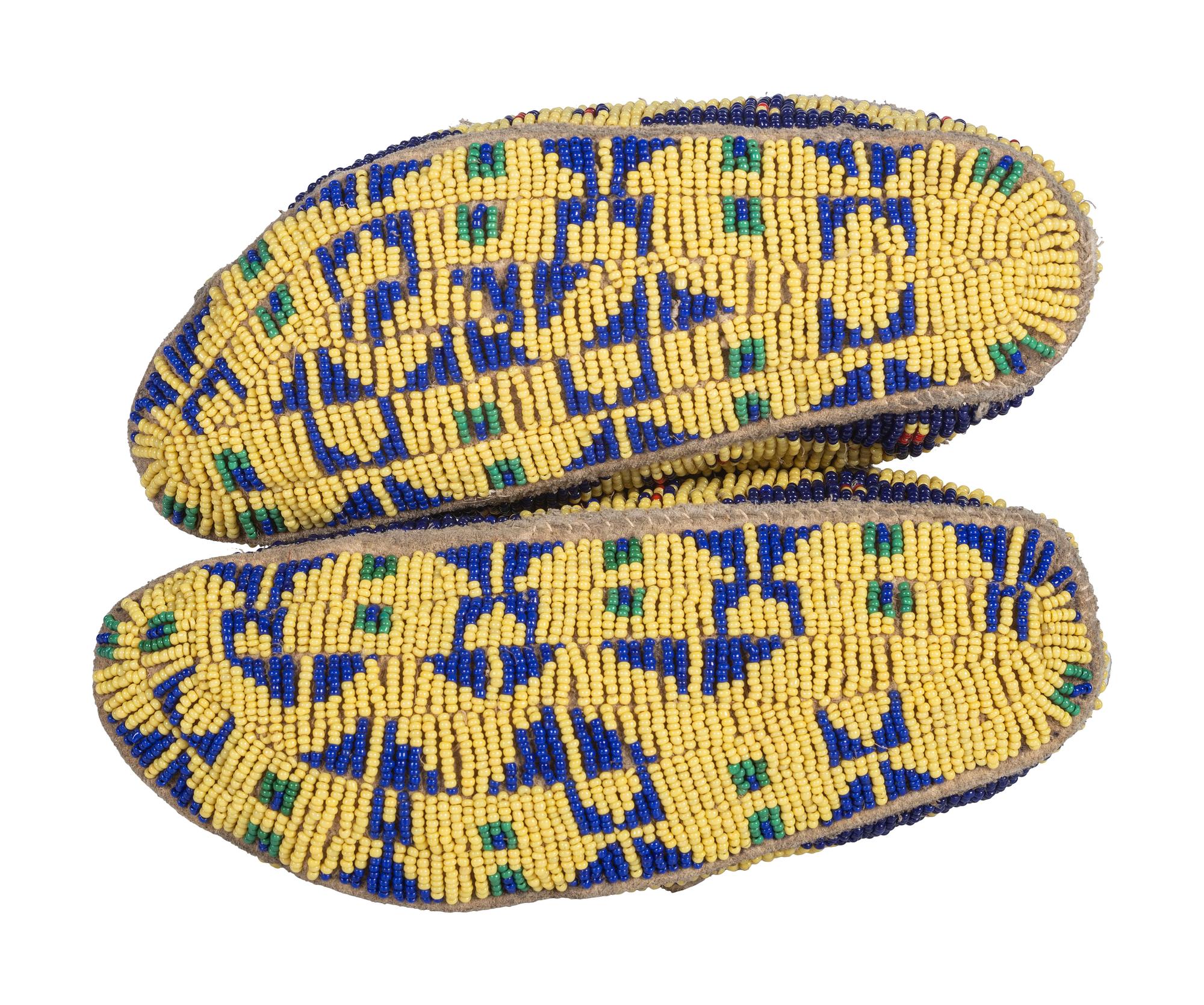 Sioux Child's Fully Beaded Hide Moccasins