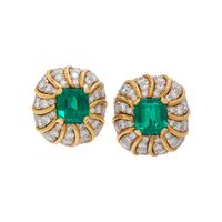 VERDURA, EMERALD AND DIAMOND EARCLIPS
