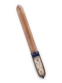 CARTIER, ART DECO, AGATE AND LAPIS LAZULI LETTER OPENER WATCH