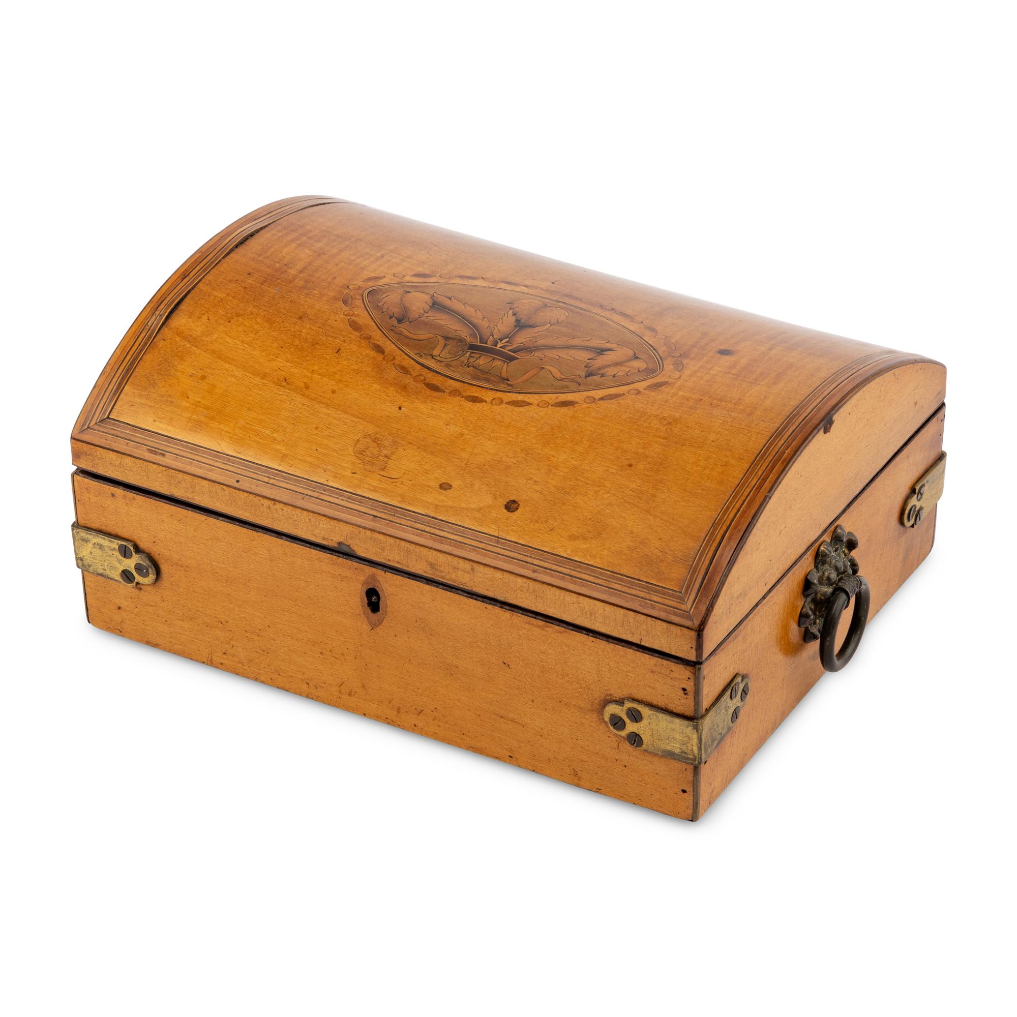 An English Satinwood and Marquetry Table Casket