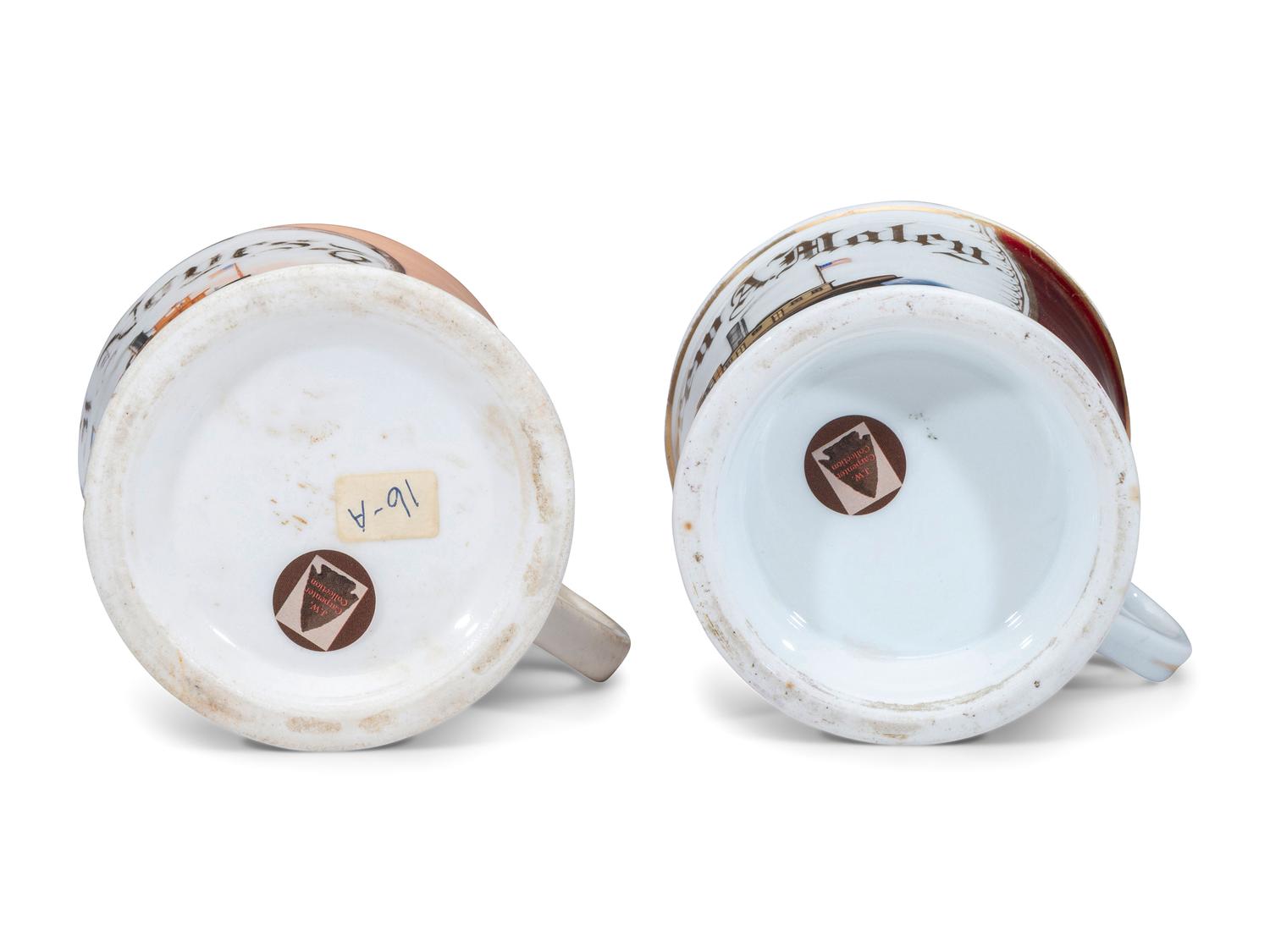 Two Tugboat Operator's Porcelain Occupational Shaving Mugs