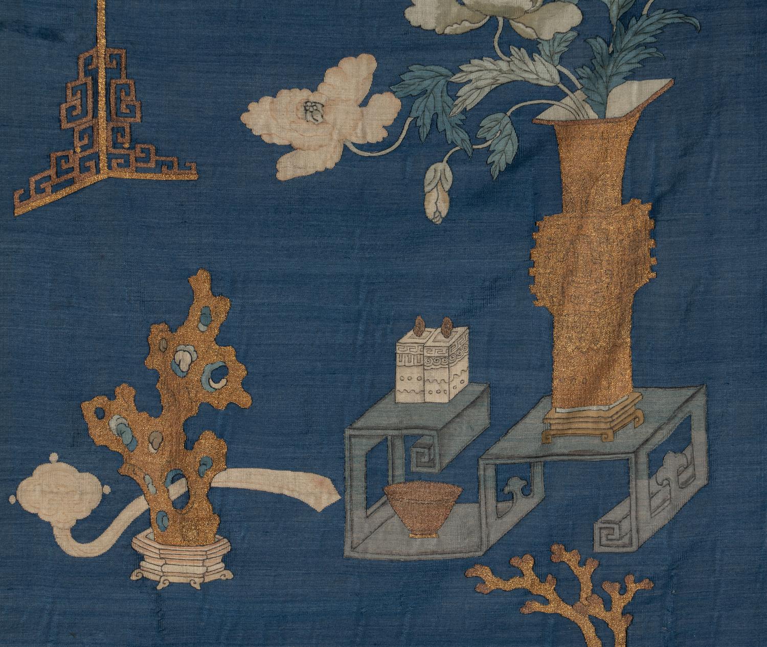 Two Chinese 'Bogu' Silk Panels