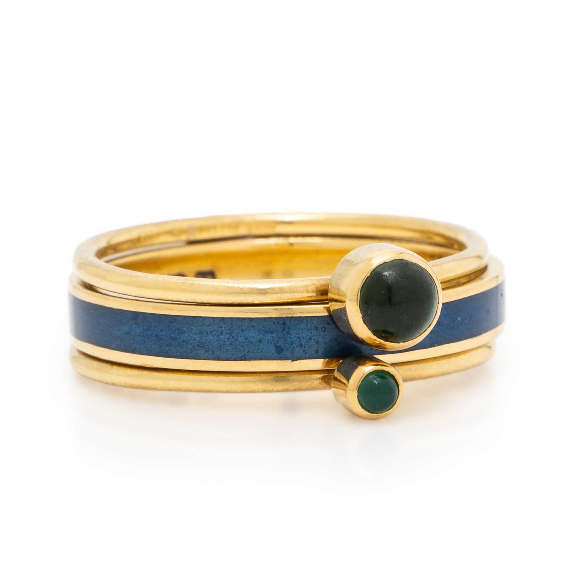 Wendy Ramshaw, Ring Set of Three Yellow Gold Stacking Rings
