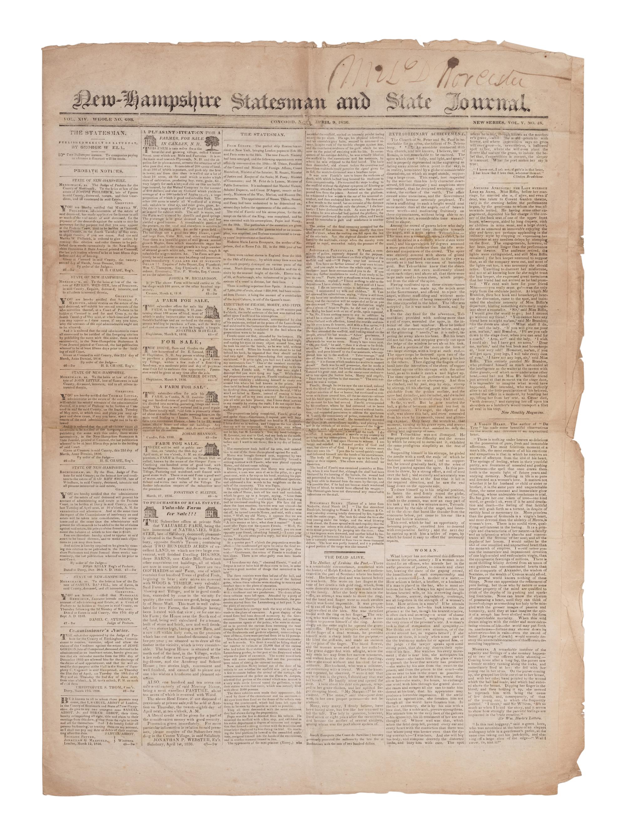[NEWSPAPERS - TEXAS NEWS]. Collection of about 175 issues of various American newspapers featuring articles on Texas, printed between 1803 and 1860.