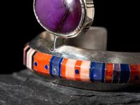 Sterling Silver and Mosaic Inlay Cuff Bracelet