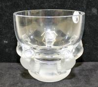 A Lalique Molded and Frosted Glass Vase. Height 5 1/2 inches.