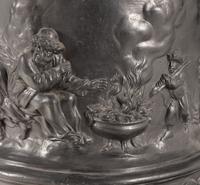 A Pair of English Lead Allegorical Garden Urns
