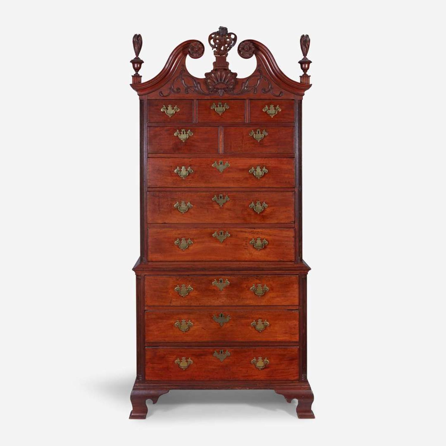 A fine Chippendale carved mahogany chest-on-chest Philadelphia, PA, circa 1770