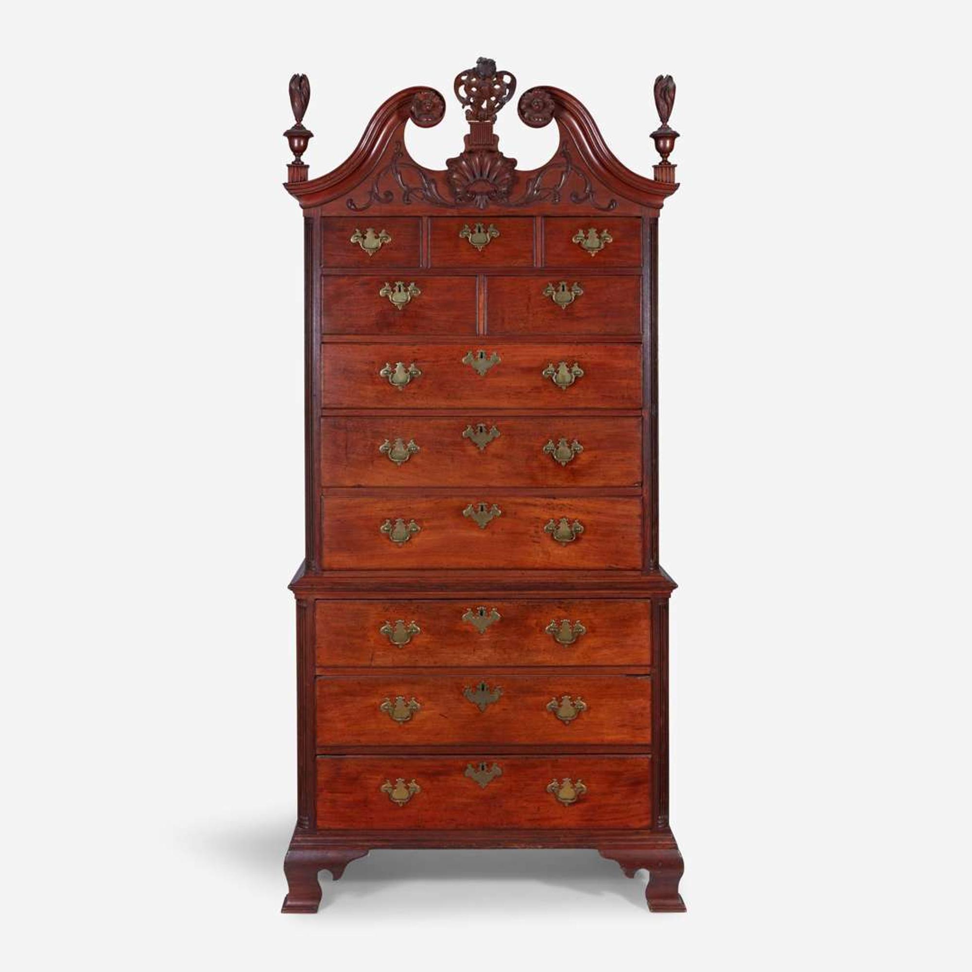 A fine Chippendale carved mahogany chest-on-chest Philadelphia, PA, circa 1770