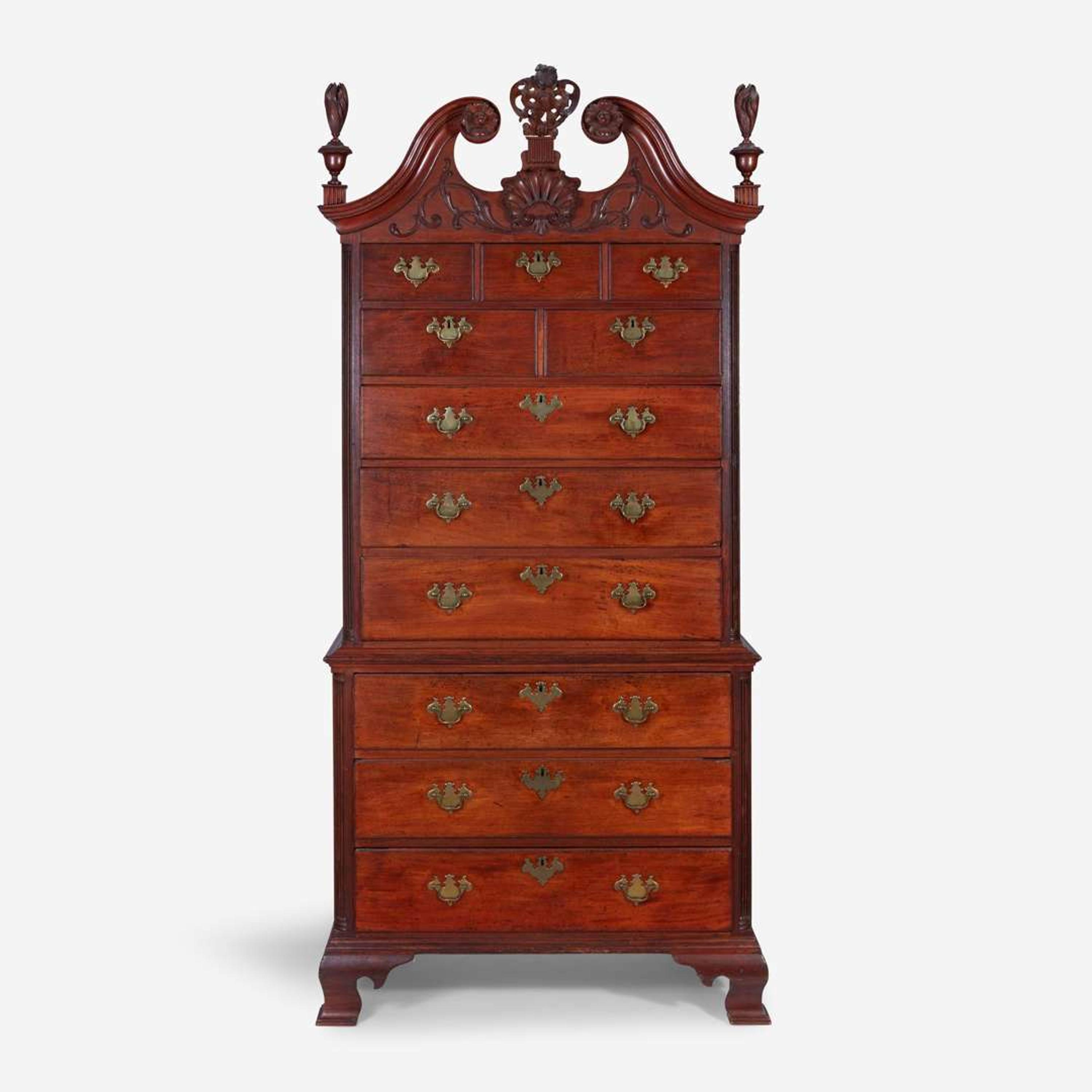 A fine Chippendale carved mahogany chest-on-chest Philadelphia, PA, circa 1770