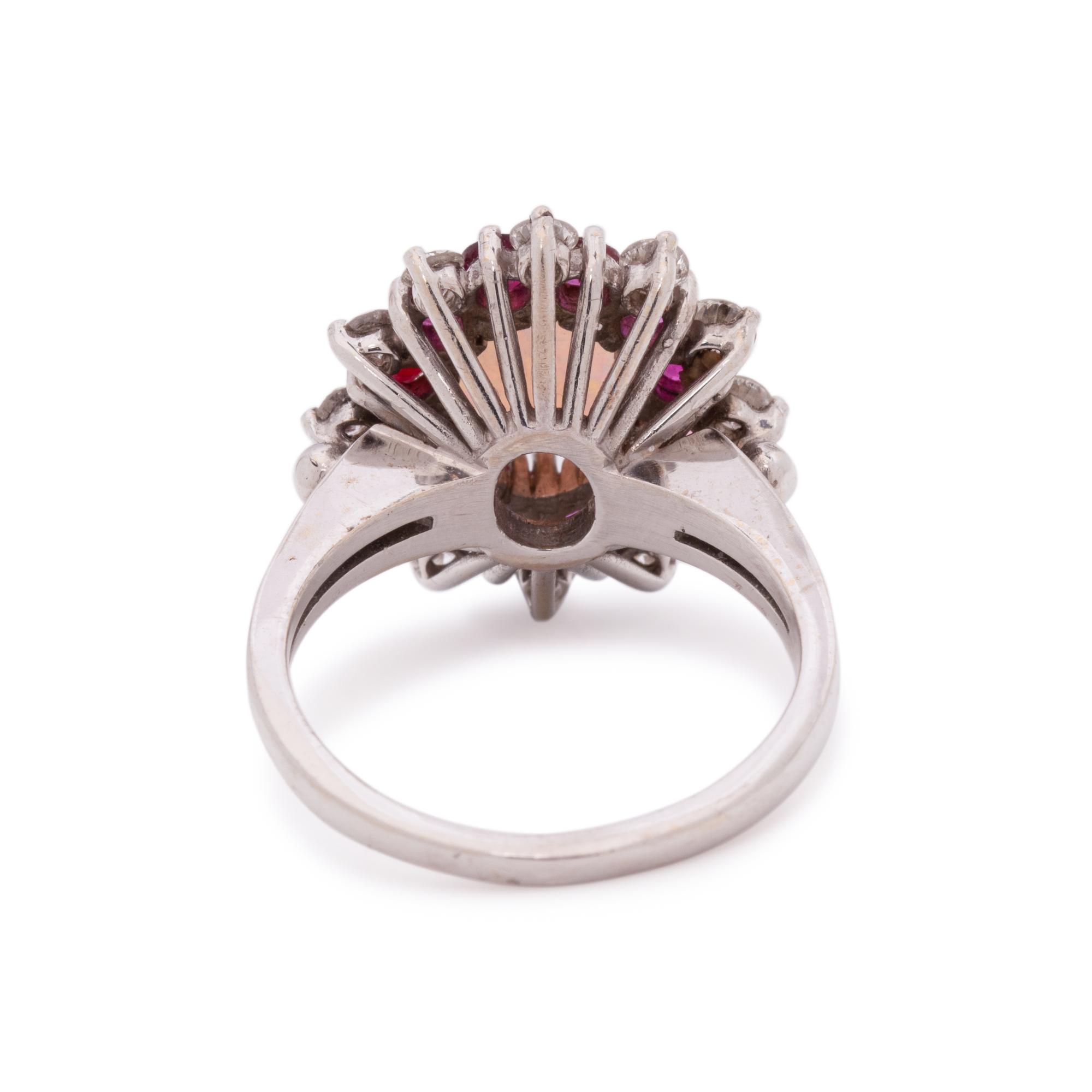 OPAL, RUBY AND DIAMOND RING