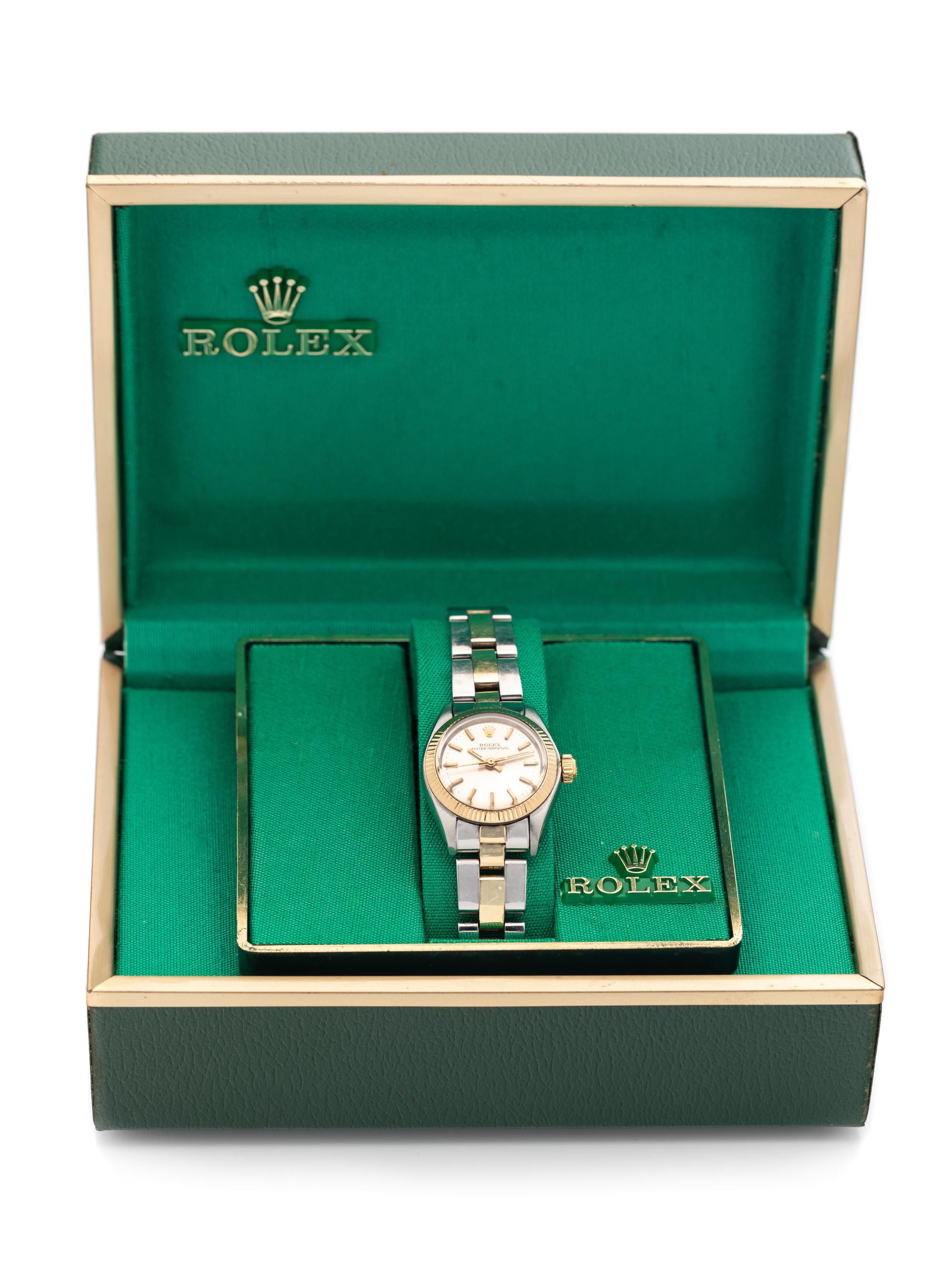 ROLEX, REF. 6719 STAINLESS STEEL AND 18K YELLOW GOLD 'OYSTER PERPETUAL' WATCH