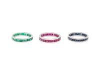 COLLECTION OF RUBY, SAPPHIRE, AND EMERALD BANDS