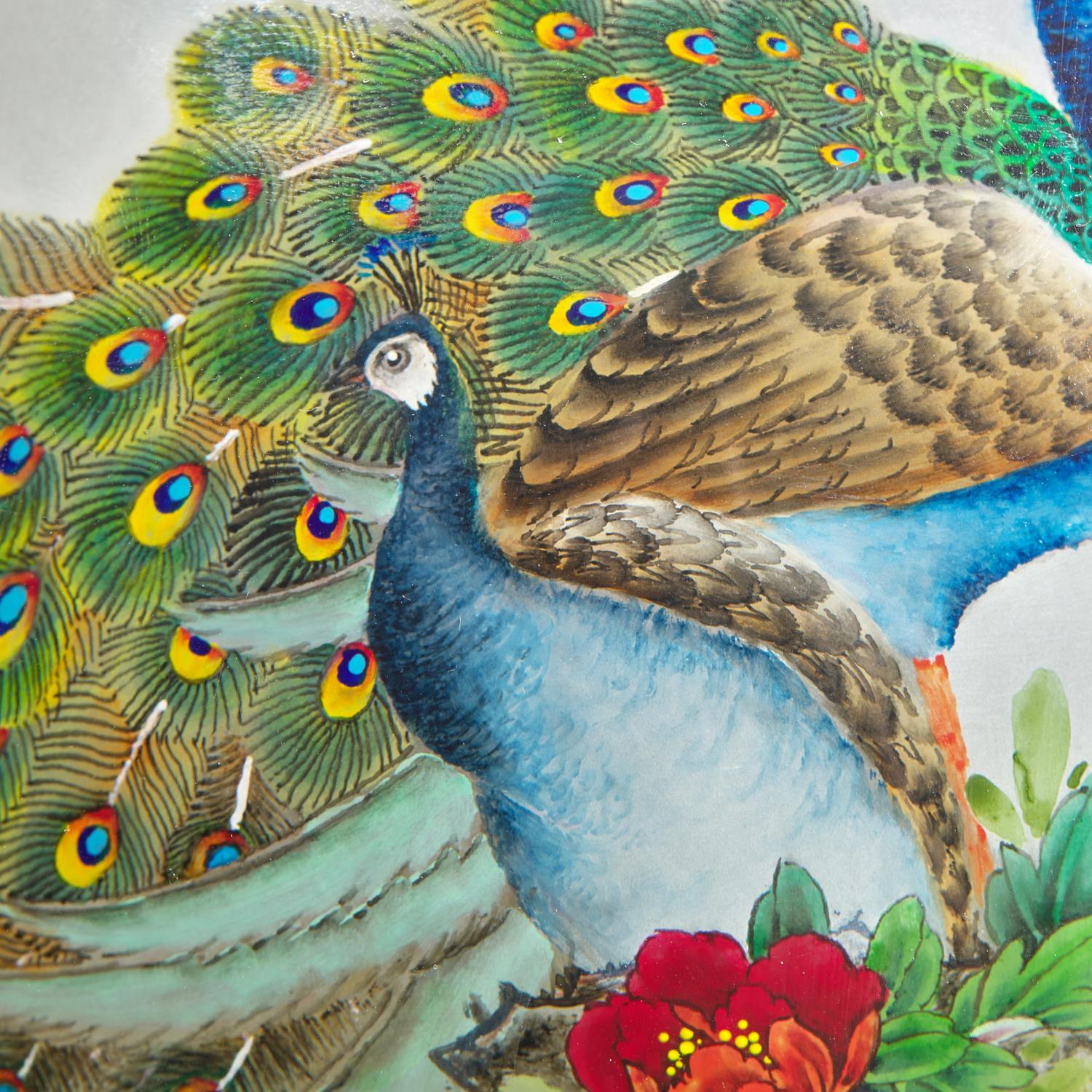 A Massive Chinese Interior-Painted Glass and Cloisonné Enamel Gourd-Form "Snuff Bottle" Ornament by Wang Xisan (b. 1938) and Zhang Tonglu (b. 1942)