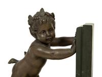 A Pair of Art Deco Signed Carlier Bronze Satyr & Goat Bookends — EARLY 20TH CENTUR