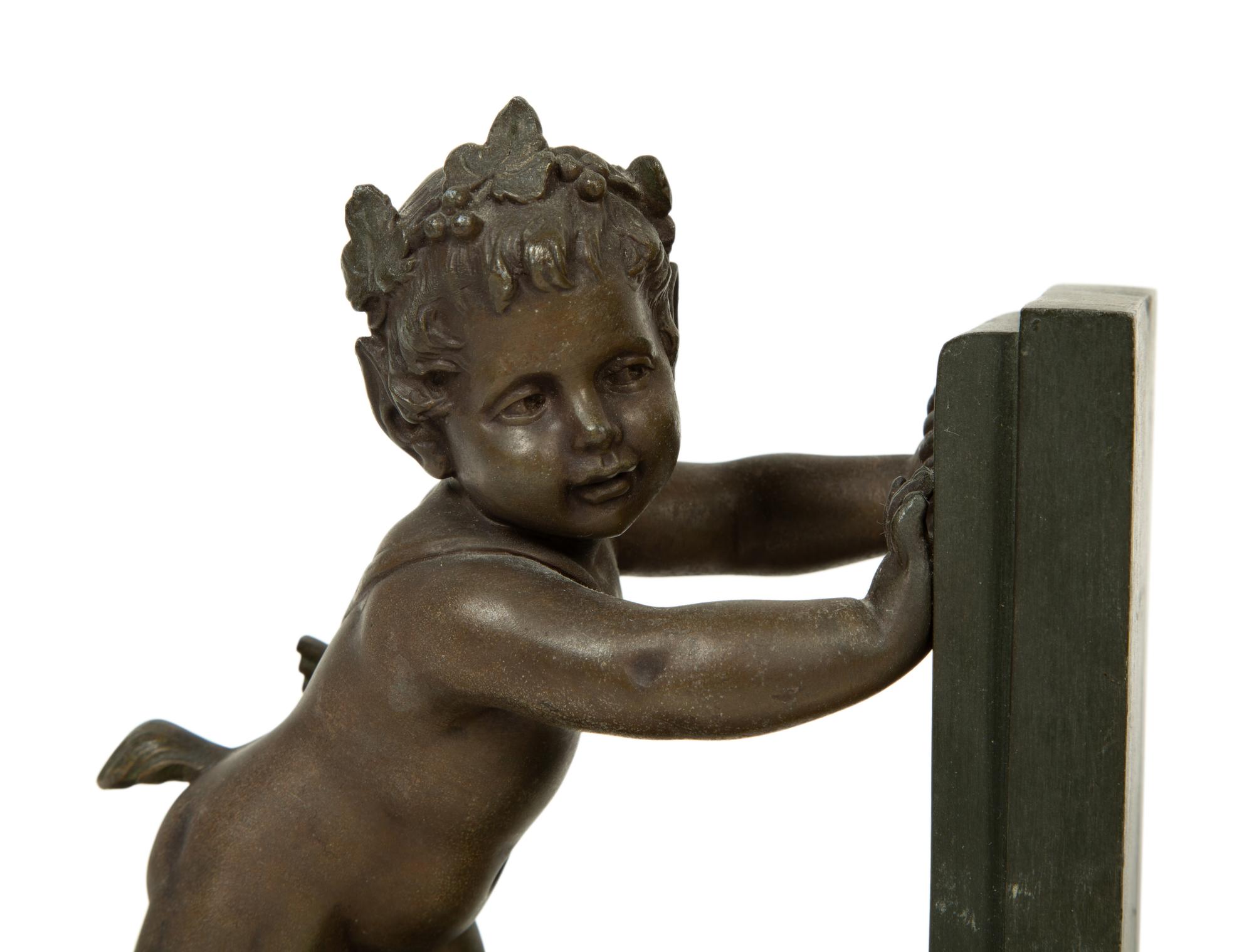 A Pair of Art Deco Signed Carlier Bronze Satyr & Goat Bookends — EARLY 20TH CENTUR
