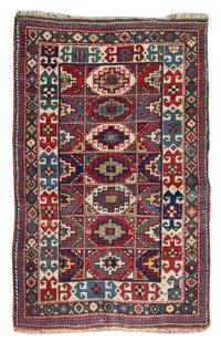 A Caucasian Rug 3 feet 10 inches x 2 feet 9 1/2 inches.