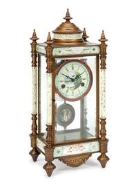 A Louis XVI Style Patinated Bronze Clock