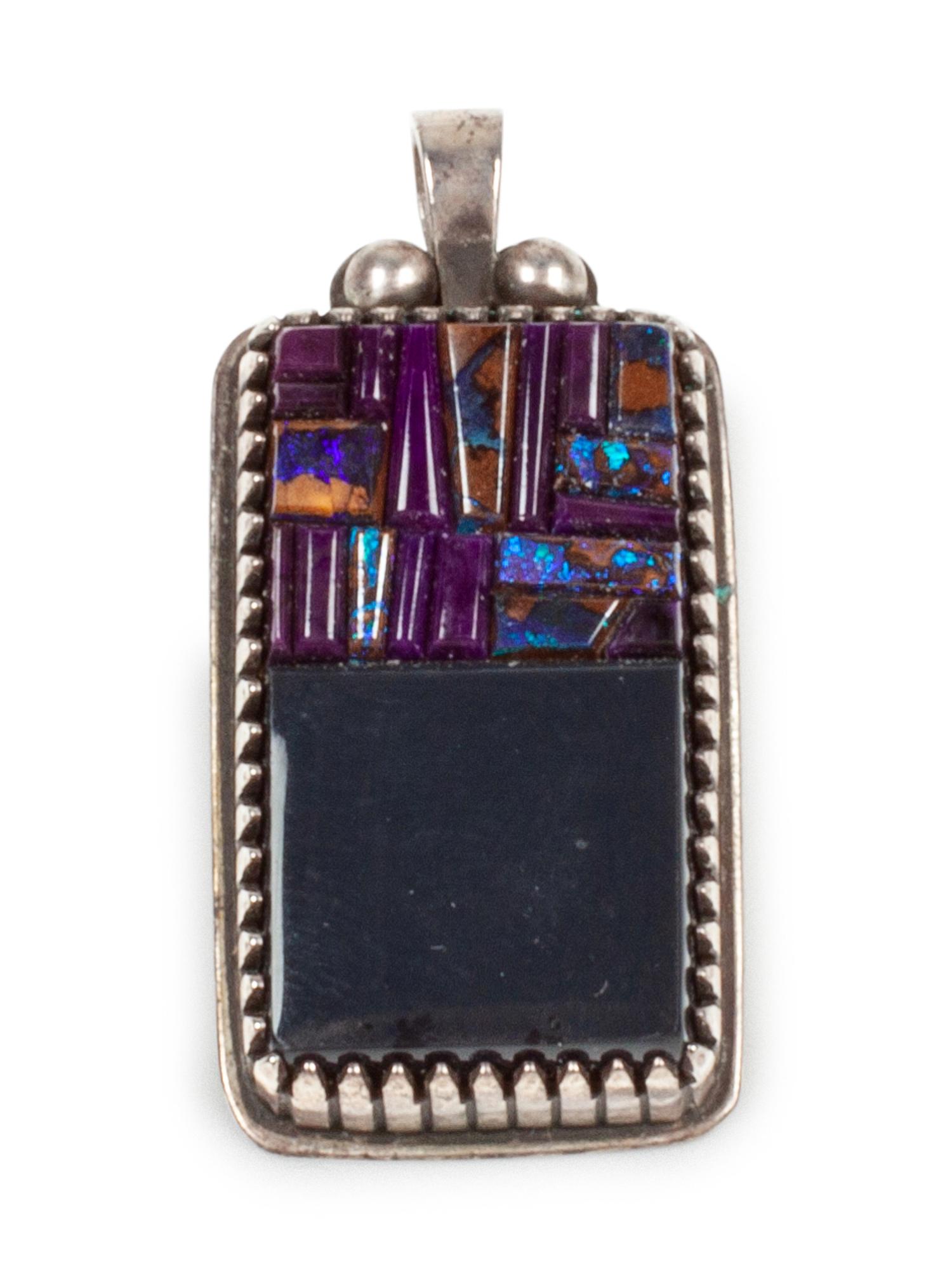 Native American Sterling Silver Pendant with Inlay