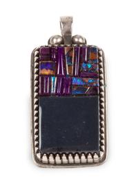 Native American Sterling Silver Pendant with Inlay