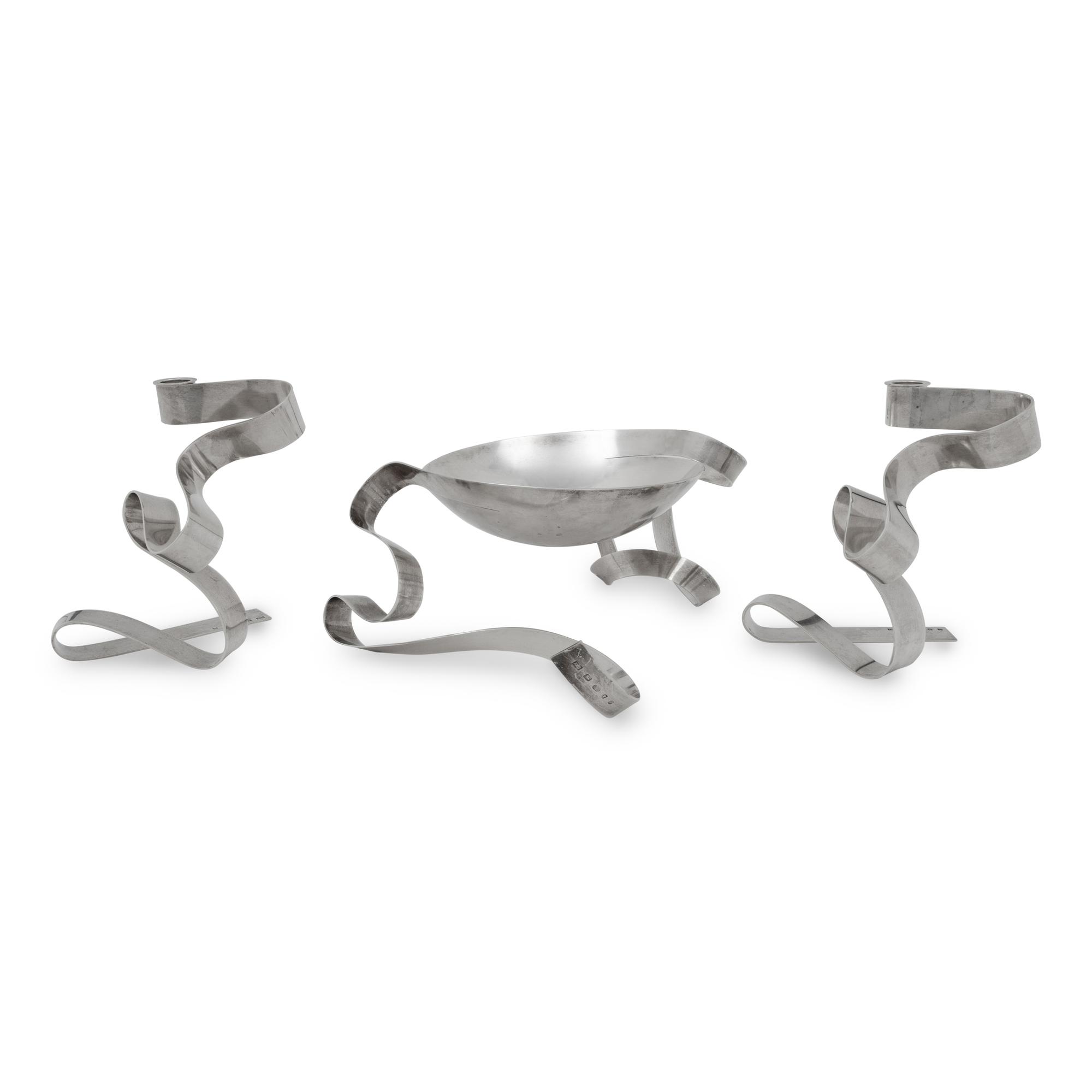 An English Silver Modernist Table Garniture